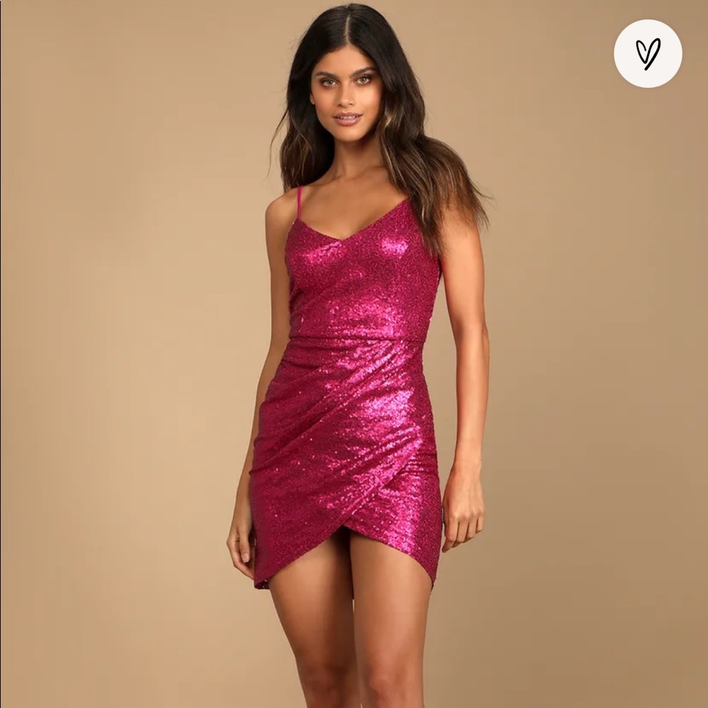Lulus - Forever Your Girl Magenta Sequin Bodycon Dress